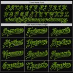 Custom Team Name Number Black Green Pinstripe Varsity Bomber Full-Snap Jacket for Men Personalized Black Neon Green Pinstripe