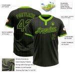 Custom Name and Number Unisex Softball Jersey in Black Neon Green Pinstripe - Two-Button Design Personalized Black Neon Green