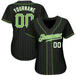 Customizable Baseball Jersey - Black Neon Green Pinstripe with Name & Number - Authentic Team Gear Personalized Black Neon