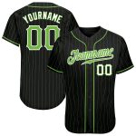 Customizable Baseball Jersey - Black Neon Green Pinstripe with Name & Number - Authentic Team Gear Personalized Black Neon