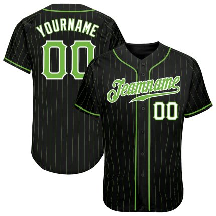 Customizable Baseball Jersey - Black Neon Green Pinstripe with Name & Number - Authentic Team Gear Personalized Black Neon