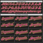 Personalized Softball Jersey - Black Neon Green Pinstripe Unisex Two-Button Personalized Black Neon Green Pinstripe Pink