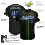 Custom Name Number Black Neon Green Pinstripe Baseball Jersey - Authentic Royal-White Team Jersey Personalized Black Neon