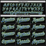 Custom Team Name Number Bomber Jacket Black Neon Green Pinstripe Royal White Full-Snap Varsity Letterman Personalized Black