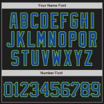 Personalized Neon Green Pinstripe Baseball Jersey - Black Thunder Blue Color Personalized Black Neon Green Pinstripe Thunder