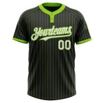 Personalized Softball Jersey - Black Neon Green Pinstripe Two-Button Unisex Design Personalized Black Neon Green Pinstripe