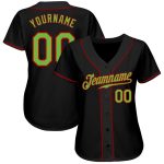 Custom Name and Number Personalized Black Neon Green-Red Baseball Jersey - Authentic Team Gear Personalized Black Neon Green-Red