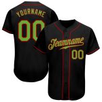 Custom Name and Number Personalized Black Neon Green-Red Baseball Jersey - Authentic Team Gear Personalized Black Neon Green-Red