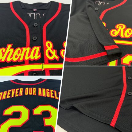 Custom Black Neon Green and Red Baseball Jersey - Personalized Sports Apparel Personalized Black Neon Green-Red Baseball