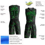 Personalized Black Neon Green Basketball Jersey Sublimation Suit, Round Neck Design Personalized Black Neon Green Round Neck