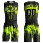 Personalized Black Neon Green Basketball Jersey Sublimation Round Neck Suit Personalized Black Neon Green Round Neck Sublimation
