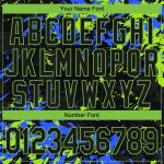 Custom 3D Bomber Varsity Jacket in Black Neon Green-Royal Full-Snap Design Personalized Black Neon Green-Royal 3D Bomber