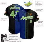 Custom Name and Number Black Neon Green-Royal Baseball Jersey - Personalized Authentic Split Fashion Team Style Personalized