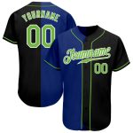 Personalized Black Neon Green Royal Split Fashion Baseball Jersey for Men Personalized Black Neon Green-Royal Split Fashion