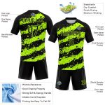 Personalized Black Neon Green Volleyball Uniform Jersey - Sublimation Design Personalized Black Neon Green Splash Sublimation