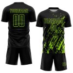 Personalized Black Neon Green Soccer Jersey Sublimation Uniform for Team 3 Personalized Black Neon Green Sublimation Soccer