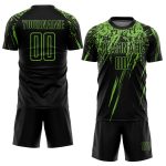 Personalized Black Neon Green Soccer Jersey Uniform for Kids and Adults Personalized Black Neon Green Sublimation Soccer