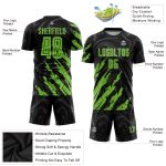 Personalized Black Neon Green Soccer Jersey Uniform - Custom Sublimation Design Personalized Black Neon Green Sublimation