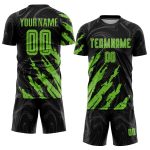 Personalized Black Neon Green Soccer Jersey Uniform - Custom Sublimation Design Personalized Black Neon Green Sublimation
