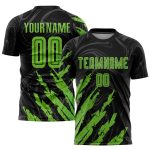 Personalized Black Neon Green Soccer Jersey Uniform - Custom Sublimation Design Personalized Black Neon Green Sublimation