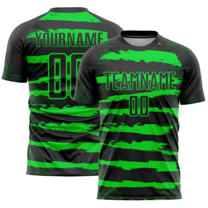 Personalized Soccer Jersey Black Neon Green Sublimation Uniform Size 5 Personalized Black Neon Green Sublimation Soccer Uniform
