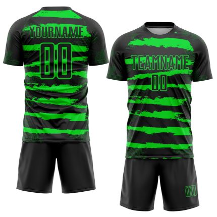 Personalized Soccer Jersey Black Neon Green Sublimation Uniform Size 5 Personalized Black Neon Green Sublimation Soccer Uniform