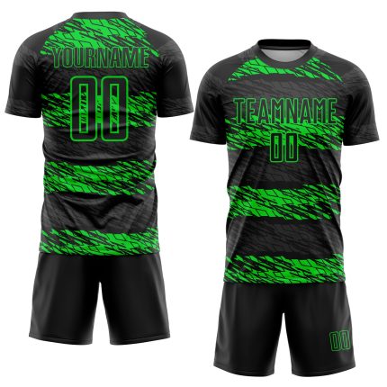 Personalized Sublimation Soccer Jersey Black Neon Green - Size 6 Uniform Personalized Black Neon Green Sublimation Soccer