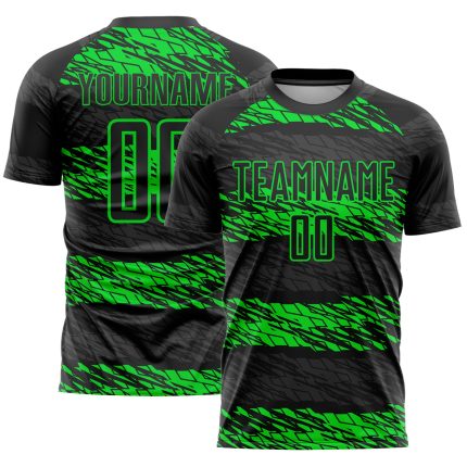 Personalized Sublimation Soccer Jersey Black Neon Green - Size 6 Uniform Personalized Black Neon Green Sublimation Soccer