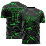 Personalized Sublimation Soccer Jersey in Black and Neon Green Personalized Black Neon Green Sublimation Soccer Uniform Jersey
