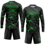 Custom Name and Number Soccer Jersey - Personalized Black Neon Green Sublimation Team Uniform Personalized Black Neon Green