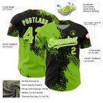 Personalized 3D Abstract Brush Stroke Baseball Jersey in Black Neon Green-White Personalized Black Neon Green-White 3D Abstract