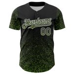 Personalized Black Neon Green Glitter 3D Abstract Baseball Jersey for Men Personalized Black Neon Green-White 3D Abstract
