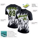 Personalized 3D Abstract Sharp Shape Performance T-Shirt in Black Neon Green-White Personalized Black Neon Green-White 3D