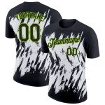 Personalized 3D Abstract Sharp Shape Performance T-Shirt in Black Neon Green-White Personalized Black Neon Green-White 3D