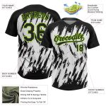 Personalized 3D Abstract Sharp Shape Unisex Softball Jersey - Black Neon Green-White Two-Button Design Personalized Black