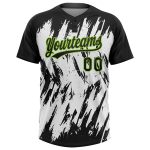 Personalized 3D Abstract Sharp Shape Unisex Softball Jersey - Black Neon Green-White Two-Button Design Personalized Black