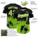 Personalized Black Green White 3D Abstract Splash Grunge Art Baseball Jersey Personalized Black Neon Green-White 3D Abstract