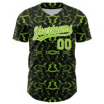 Personalized 3D Abstract Tiger Zebra Baseball Jersey - Black Neon Green White Design Personalized Black Neon Green-White