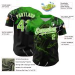 Personalized Dinosaur Baseball Jersey in Black, Neon Green, and White - 3D Design for Kids and Adults Personalized Black