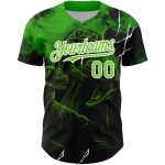 Personalized Dinosaur Baseball Jersey in Black, Neon Green, and White - 3D Design for Kids and Adults Personalized Black