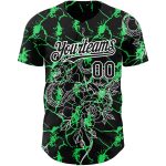 Personalized 3D Snake Baseball Jersey in Black Neon Green White - Custom Animal Sportswear Personalized Black Neon Green-White