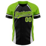 Personalized Black Neon Green White 3D Curve Baseball Jersey for Men and Women Personalized Black Neon Green-White 3D Curve