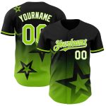 Personalized 3D Gradient Black Neon Green-White Twinkle Star Baseball Jersey Personalized Black Neon Green-White 3D Gradient