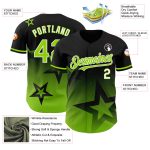 Personalized 3D Gradient Black Neon Green-White Twinkle Star Baseball Jersey Personalized Black Neon Green-White 3D Gradient