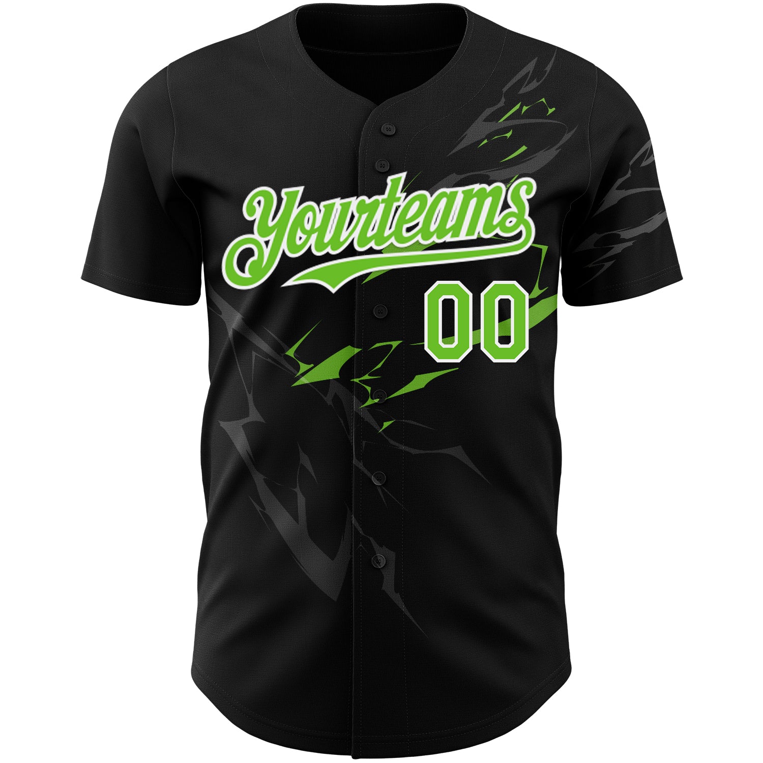 Personalized 3D Lightning Baseball Jersey in Black Neon Green White Personalized Black Neon Green-White 3D Lightning Baseball - Image 2