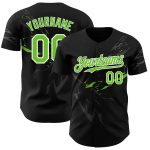 Personalized 3D Lightning Baseball Jersey in Black Neon Green White Personalized Black Neon Green-White 3D Lightning Baseball