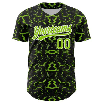 Custom 3D Pattern Tiger Zebra Baseball Jersey with Personalized Name & Number - Black Neon Green-White Design Personalized