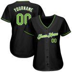 Custom Name Number Baseball Jersey Personalized Black Neon Green White Authentic Personalized Black Neon Green-White Authentic