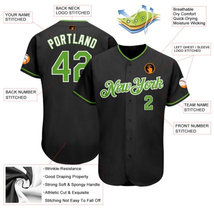 Personalized Softball Jersey Custom Name Number Black Neon Green White Authentic Personalized Black Neon Green-White Authentic