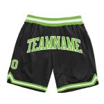 Custom Basketball Shorts with Team Name and Number - Personalized Black Neon Green-White Authentic Throwback Style Personalized
